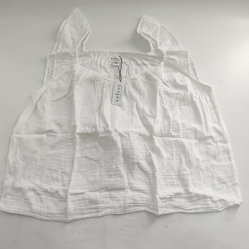 Velvet by Graham & Spencer Women's Stella Cotton Eyelet Top SzL        P#290@CMK